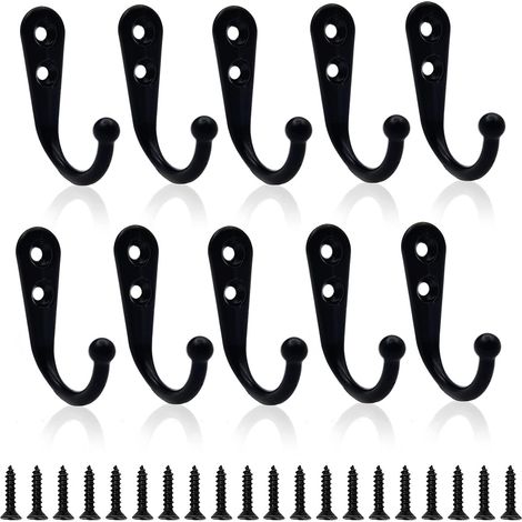 Ganci da parete resistenti, in metallo nero, confezione da 10