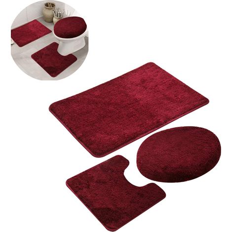 Ensemble de 3 tapis de bain antidérapants, séchage rapide, doux, absorbants, pour salle de bains, toilettes (1/5)