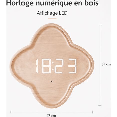 Horloge murale LED forme fleur style nordique finition imitation bois réf 7606 520 g – Livraison gratuite