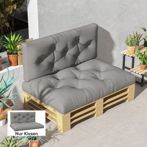Coussin d'assise, revêtement de coussin, avec capitonnage à boutons, 120 x 80 x 12 cm, gris (1/5)