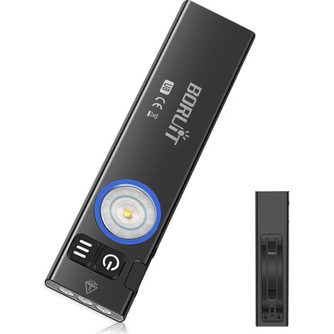 U8 Mini Lampe de Poche Plate EDC 650 Lumens, Rechargeable USB-C, LED Blanche/Jaune/RGB, Étanche IP67, Aimant et Clip, Idéale pour Camping, Randonnée, Urgences