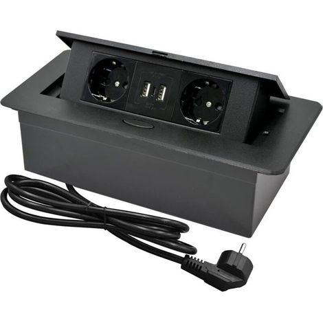 Multiprise Encastrable Plan de Travail,Bloc Prise Escamotable avec 2 Prises et Port USB et Port TypeC,1.8M Câble (1/5)
