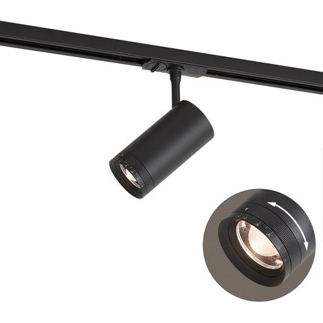 QAZQA Modern Black Spotlight for 1-Phase Track System Incl. LED