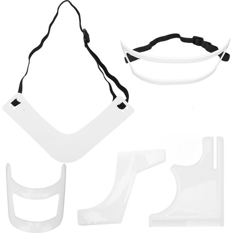 Kit de 5 gabarits blancs pour barbe, taillage et coiffage de la barbe, outil de modelage de la ligne des cheveux. (1/5)
