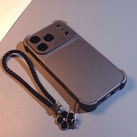 (iPhone 16 Gris foncé) Coque de téléphone avec cadre électroplaqué aux quatre coins, protection de l'objectif, antichoc.