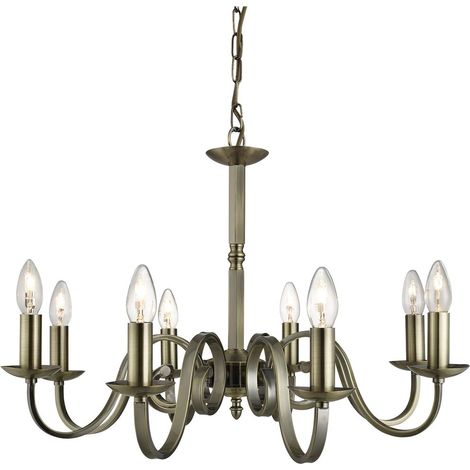 Searchlight Richmond - Lustre à 8 ampoules au fini laiton antique, E14 (1/4)