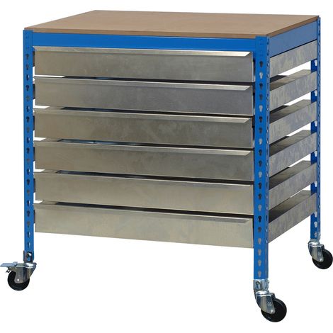 Simonrack Mobile BT5 Box6 900 Blau Holz Professioneller Arbeitstisch