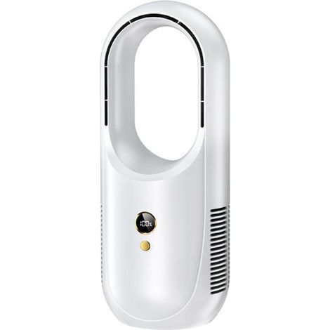 Portable bladeless desk fan with USB port, quiet operation and LED panel (white) (1/5)