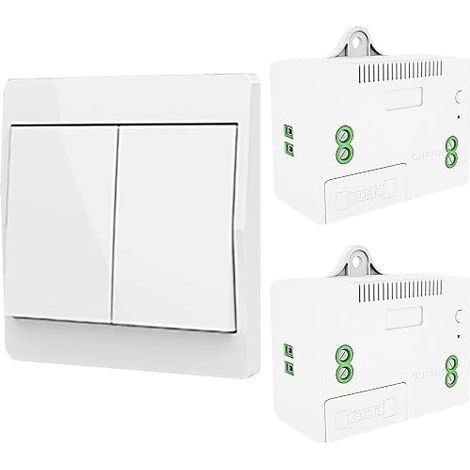 Wireless Self-Generating Light Switch, Radio Frequency Control with Relay Receiver and Fuse, Battery Free Kinetic Switch (1-way, 2-key kit) (1/5)