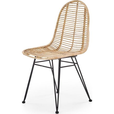 Chaise en rotin naturel avec pieds en acier noir Honey (1/5)
