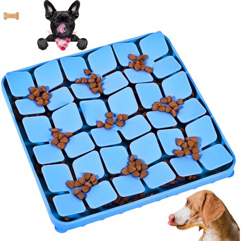 Tapis parfumé en silicone pour chiens - Coussin parfumé - Gamelle anti-glouton - Avec ventouse - Accessoires pour chats et chiens - Tapis à lécher anti-glouton - Bleu - Jouet éducatif pour gamelle de (1/5)