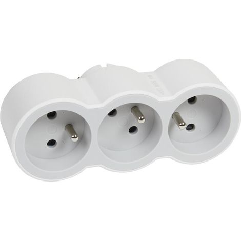 Legrand – Multiprise 3x2P+T frontales 230V 16A – Puissance 3680W – Utilisation intérieure – Blanc (1/7)