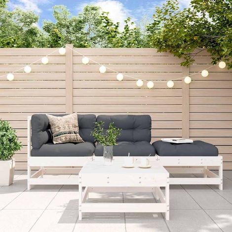 vidaXL Juego de muebles de jardín 4 pzas madera maciza de pino blanco (1/5)
