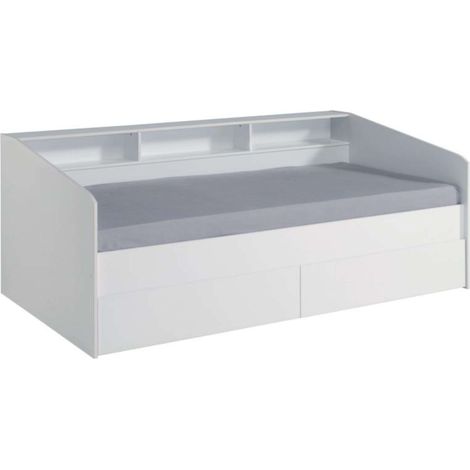 Cama Juvenil Style Color Blanco con cajones y estantes Personalizables habitacion Infantil Moderna 80x203x113cm