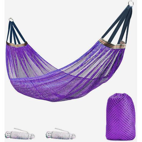 Hamac d'extérieur en maille de nylon ultra-douce et respirante — Charge maximale : 251 kg (violet) (1/3)