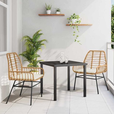 Garten Essgruppe 3 pcs Braun Poly-Rattan (1/5)