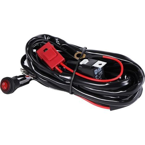 2M Kit de faisceau de câbles pour barre lumineuse LED-2 fils 16 AWG 12V 40A, interrupteur marche arrêt, relais d'alimentation, fusible à lame pour feux tout terrain, lampe de travail LED (1/5)
