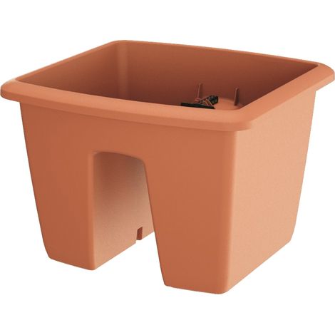 Maceta RESPANA RAILING 9L., dimensiones 28,8x29,8x20,9 cm, color Terracota