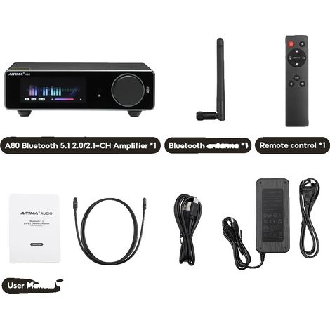 Amplificatore di potenza stereo, audio ad alta risoluzione, ingressi multipli, A80 con 48V 5A EU (1/2)
