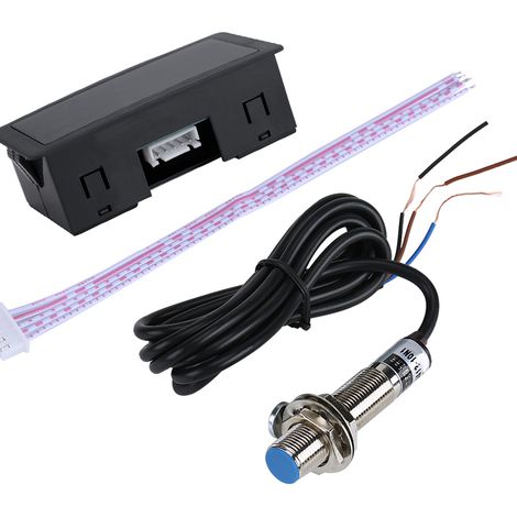 8-24V 4Digit LED Display Tachometer Motor RPM Meter Hall Switch Sensor NPN