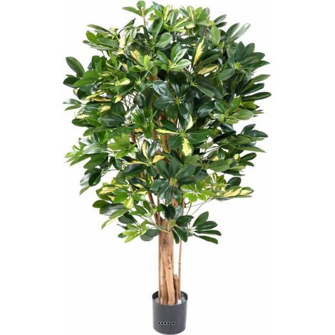 Superbe schefflera artificiel en pot multitroncs H 110 cm Vert-jaune - dimhaut: H 110 cm - couleur: Vert-jaune