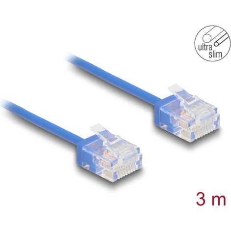 Delock Cable de red RJ45 Cat.6 UTP Ultra Slim 3 m azul con enchufes cortos