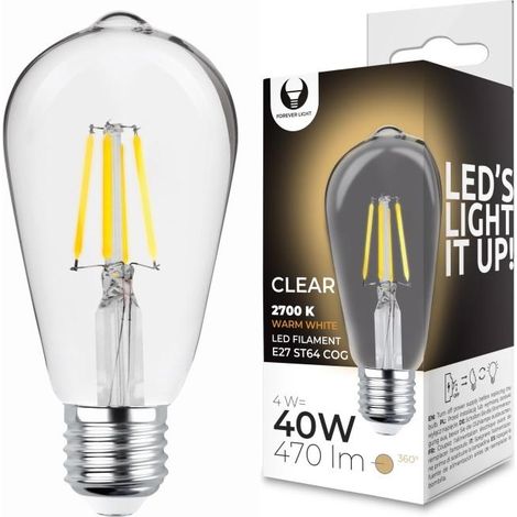 Douille de lampe, 2 unités, culot E27, 4W, 2700K, 470lm, pour l'installation, le réglage et la maintenance des systèmes électriques.-AquaForge