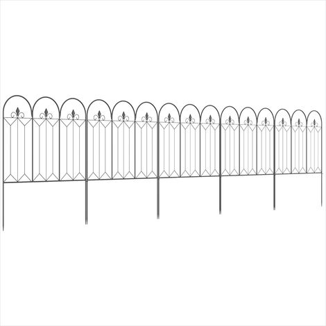 Clôture de jardin en métal noir 305 x 79,5 cm lot de 5 (1/5)
