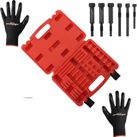 Jeu d'outils pour retirer les bougies de préchauffage, acier chromoly, comprend compatibilité M8 et M10, complet avec guides de perçage/taraudage, 5 adaptateurs d'extraction, 3 tiges de traction filet (1/5)