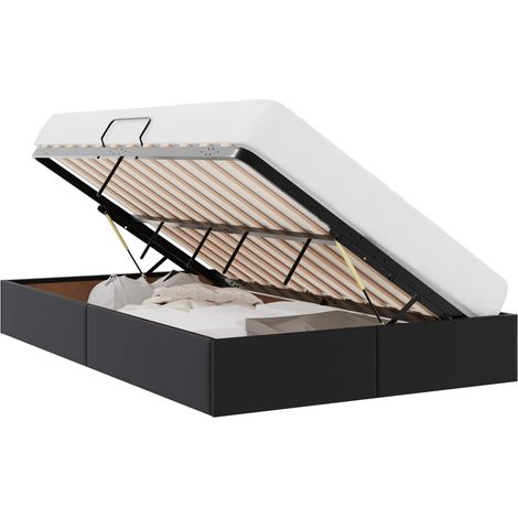 Storage Bed with Headboard Black 120 x 190 cm Faux leather vidaXL (1/5)