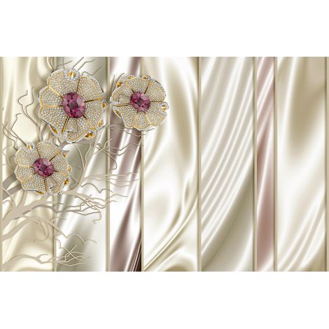 Papier peint panoramique - Fleurs 3D - 130 cm x 85 cm (1/2)