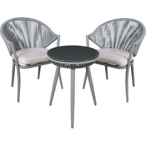 Dellonda DG58 Echo Aluminium Balcony Set with Tempered Glass Tabletop 3pc