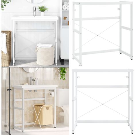Badezimmer Waschtischgestell Weiß 79x38x83 cm Eisen - Badezimmermöbel - Waschtischgestell - Eisen Waschtisch - Weißer Waschtisch - Unterwäscheregal - Home & Living (1/5)