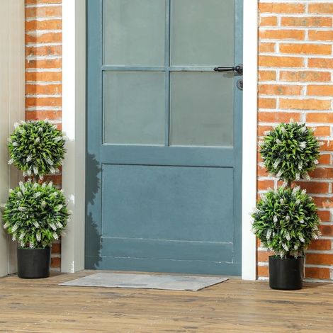 Set di 2 alberi di lavanda artificiali bianchi da 70 cm con vaso, per interni ed esterni (1/5)