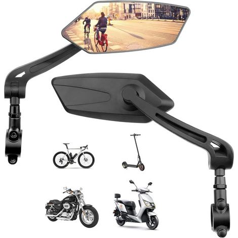 Coppia di specchietti per bicicletta, specchietti per monopattini elettrici, mountain bike, biciclette elettriche e motociclette con accessori, da 22 a 25,4 mm (1/4)