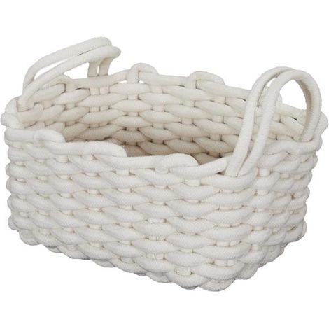 Lot de 3 Paniers - HOME DECO FACTORY - Tricot - Blanc (1/5)