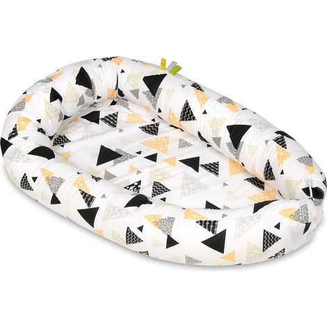 Babynest - nid d'ange - 0-8 mois - 100% coton - 82x54cm - triangles jaunes (1/3)