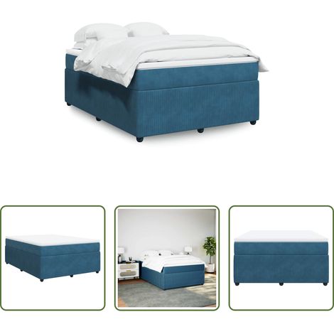 vidaXL Matelas à ressorts ensachés - Sommier à lattes de lit et matelas Bleu foncé 160x200cm Velours (1/5)