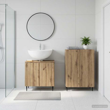vidaXL 2 Piece Bathroom Cabinet Set ZWOLLE Artisan Oak Engineered Wood (1/5)