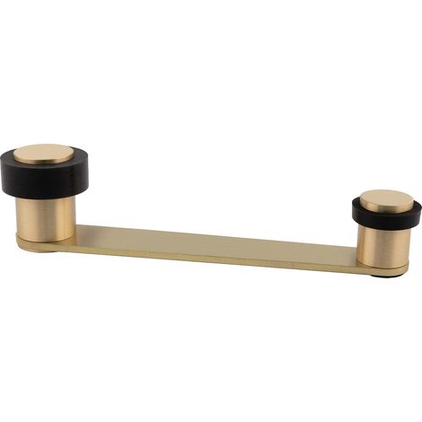 Butée de porte avec retenue pivotante Pour porte jusqu'à 100 mm d'épaisseur Laiton Vis + cheville Ref I-253 quincaillerie (Caoutchouc noir) (1/5)