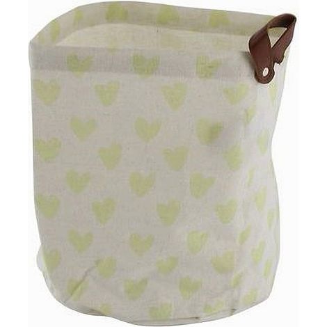 Cleafe - Cesto Portaoggetti Cuori Gialli In Tessuto Con Manico Bagno Cucina 25x28cm 10611 - (1/2)