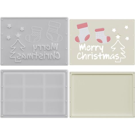 Moule Silicone Porte-Billets,2 Pièces Pochoirs Créatifs Chaussette Bonhomme de Neige Flocon Moule Enveloppe Cadeau pour Décoration Festival Ornement Maison Action Grâce (1/5)