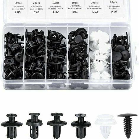 Innenverkleidungsclips, Kunststoffnietclips, Kunststoffnietbefestigungen, Schutzclips, Türverkleidungsschnallen, 100 Stück pro Packung, 6 Schnallentypen, verschiedene Kfz-Befestigungselemente, allgeme