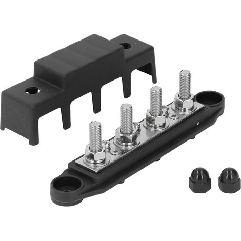 Boîtier de distribution électrique robuste 4 plots M8 48V 250A pour camping-car et bateau, barre omnibus noire (1/5)