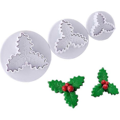 Weihnachtsplätzchenausstecher in Stechpalmenblattform, blattförmige Fondantform, Dekorationswerkzeug für Kuchen, Cupcakes und Gebäck, festliches Küchenaccessoire (1/3)