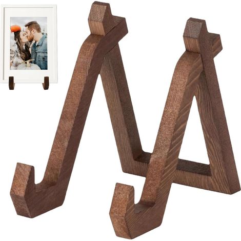 Dekorativer Tellerhalter aus Holz, Tischplatte, Präsentationsständer für Bilderrahmen und vielseitige Staffelei, für Bücher und Tablets, Vintage-Design