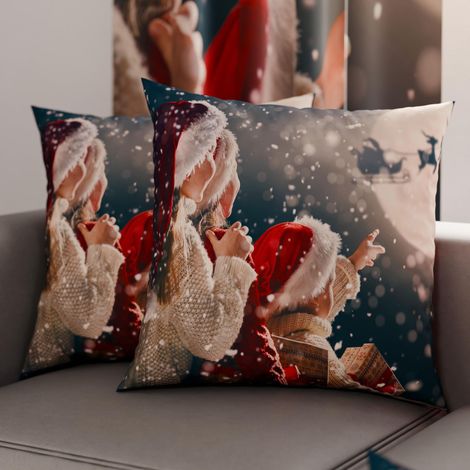 Paire de Housses de Coussin en Microfibre 80x80 cm, Coussins de Décoration de Noël pour Chambre, Canapé, Salon, Lot de 2 Housses de Coussin, Taie d'oreiller de Noël 20 (1/3)