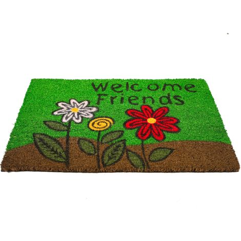 Paillasson Coco Welcome Friends fleurs - Modèle Cuba