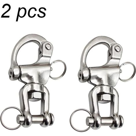 Mousqueton pivotant en acier inoxydable 316, pour cordage de spi, goupille à dégagement rapide, dimensions 70 mm, charge maximale adaptée (1/5)