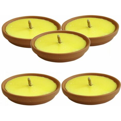 5 BOUGIES CITRONNELLE TORCHE TERRE CUITE PARFUM D'AMBIANCE ANTI-MOUSTIQUE 17 CM